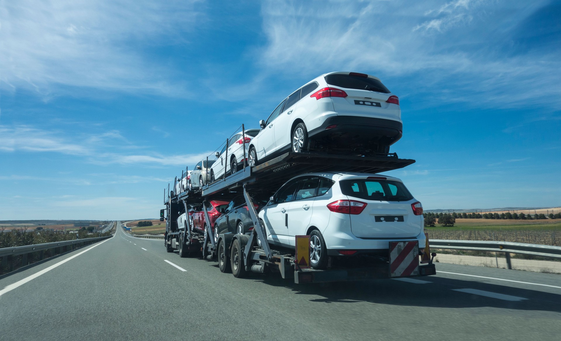 Vehicle transport truck on highway